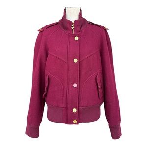 Womens Baby Phat Pink wool Zip Lined   ‎   Buttons jacket Size Large